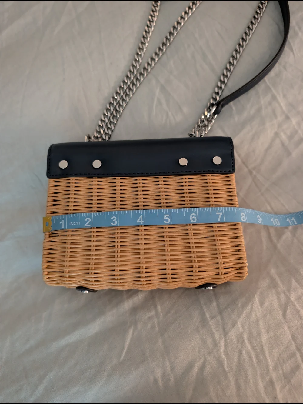 ​Michael Kors Whitney Small Wicker & Leather Shoulder Bag Navy NWOT